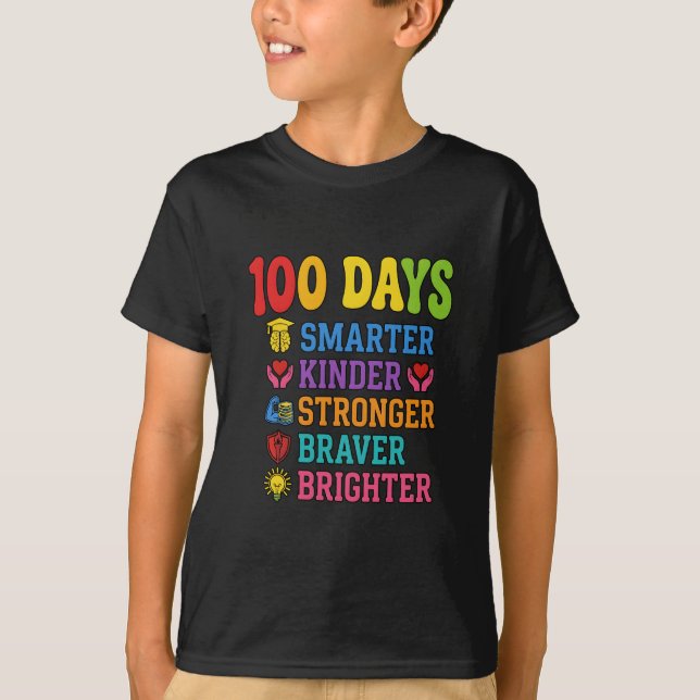 Camiseta Escolar 100 Días Más Inteligente Kinder M (Anverso)