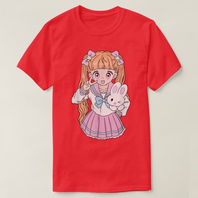 Camiseta Escolar Cute Kawaii Chica Anime Lover Kidcore Aest (Diseño del anverso)