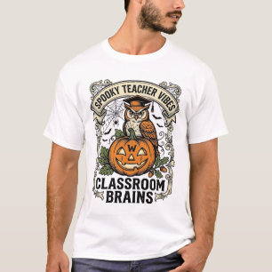 Camiseta escolar vintage de calabaza búho para mae