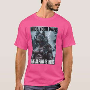 Camiseta Esconde a tu esposa Funny Cringy Werewolf Meme Cri