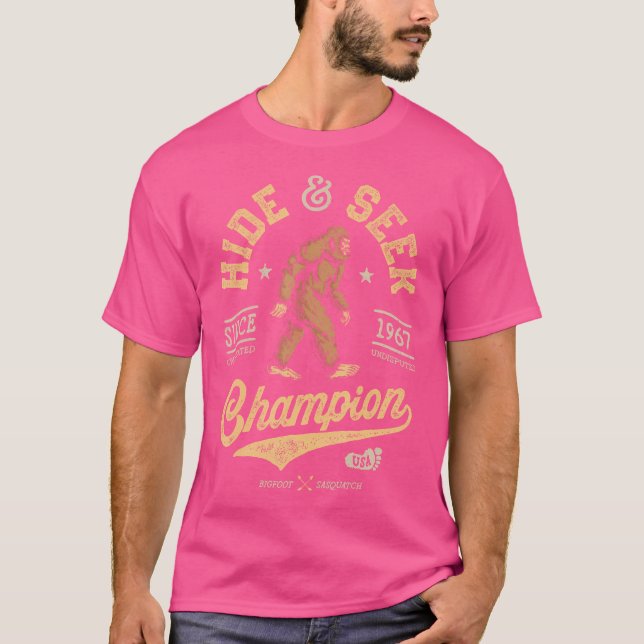 Camiseta Esconder De Pie Grande Y Buscar Campeón Funny Sasq (Anverso)