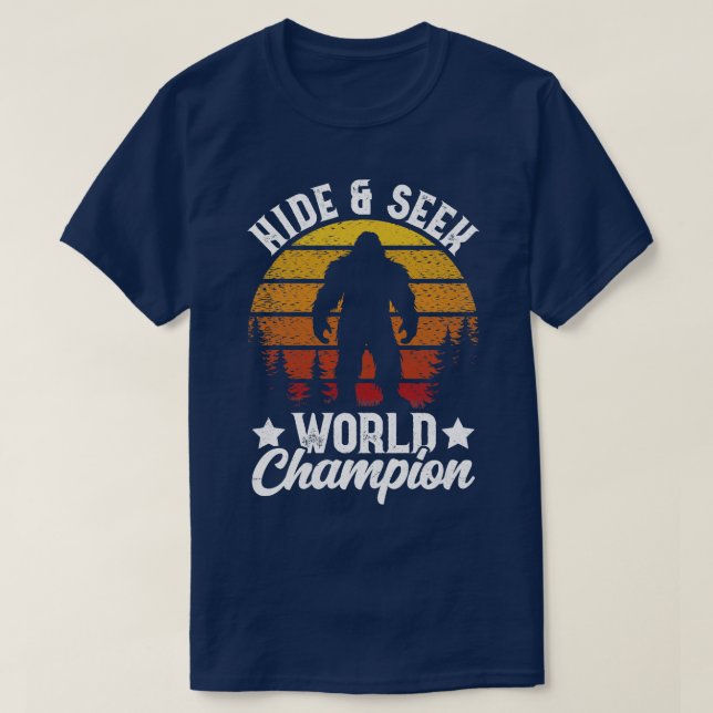 Camiseta Esconder Y Buscar Campeón Del Mundo Desde Pie Gran (Diseño del anverso)