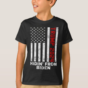 Camiseta Escondido de niños de Biden hombres Bandera Trump 