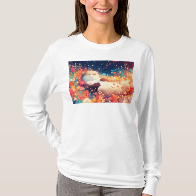 Camiseta Escondite Floral de Nutria (Anverso)