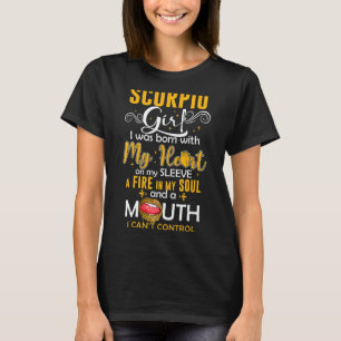 Camiseta Escorpio Chica Nació Con Mi Corazón Para Mujeres N