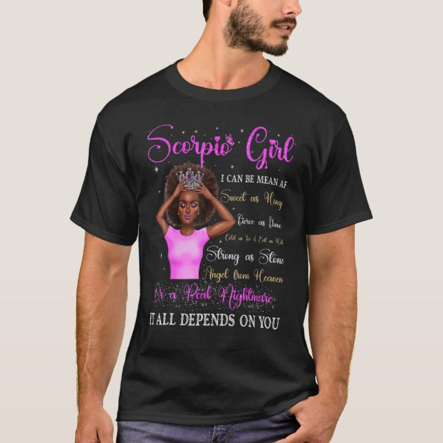 Camiseta Escorpio Chica Reina Negra Zodiac Cumpleaños Mujer (Anverso)