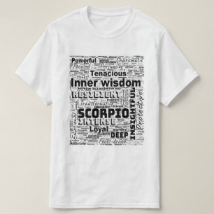 Camiseta Escorpio Inspiración en la nube de palabras zodiac