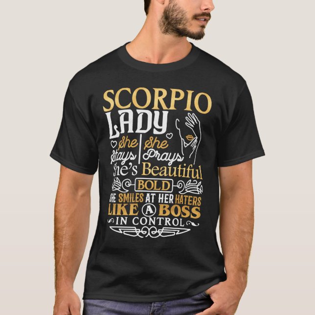 Camiseta Escorpio Lady Astrología Zodiac Rótulo Escorpio Mu (Anverso)