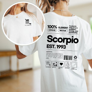 Camiseta Escorpio Personalizado Zodiac Astrología Cumpleaño