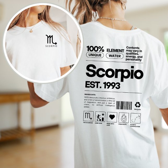 Camiseta Escorpio Personalizado Zodiac Astrología Cumpleaño (Subido por el creador)