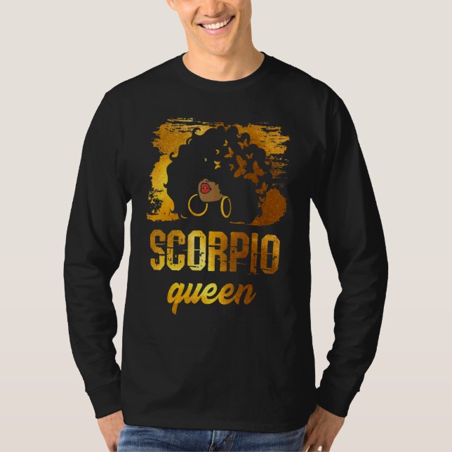 Camiseta Escorpio Reina Afro Nacida En Octubre 23 Noviembre (Anverso)