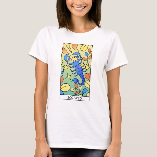 Camiseta Escorpio Rótulo zodiaco Resumen Arte cosecha (Anverso)