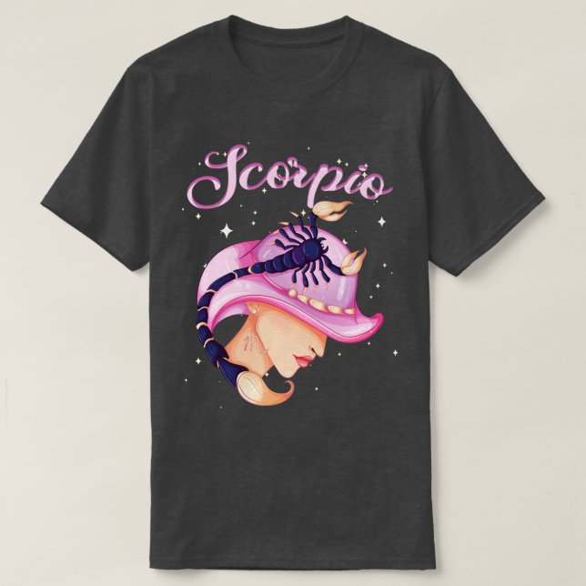 Camiseta Escorpio Zodiac Horóscopo Rótulo Cumpleaños Tarot  (Diseño del anverso)