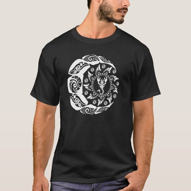 Camiseta Escorpión del tatuaje polinesio maorí Zodiac S (Anverso)
