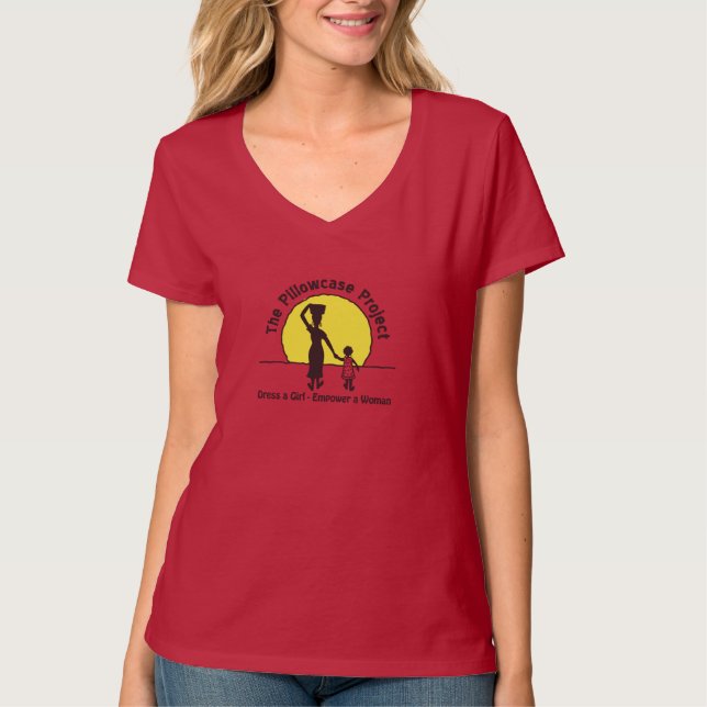 Camiseta Escote redondo rojo T del proyecto de la funda de (Anverso)