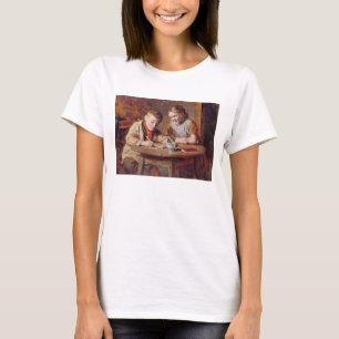 Camiseta Escribiendo una letra (aceite en el panel)