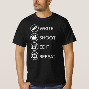 Camiseta Escribir, disparar, editar, repetir. Cineastas