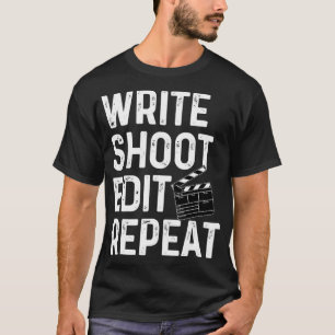 Camiseta Escribir Disparo Editar Repetir Funny Film Maker S