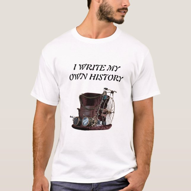 Camiseta Escribo Mi Propia Historia Steampunk Gorra, Vieja  (Anverso)