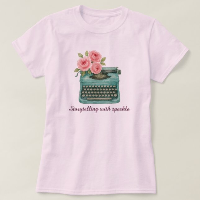 Camiseta Escritor de cuentos de máquina de arte rosa (Diseño del anverso)