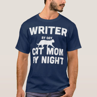 Camiseta Escritor De Día Gato Mamá De Noche 3354