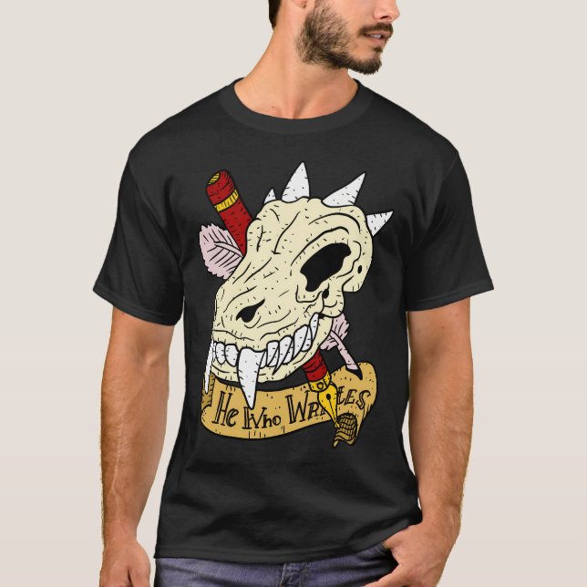 Camiseta Escritor De Fantasía Dungeon Keeper Dragon Skull Y (Anverso)