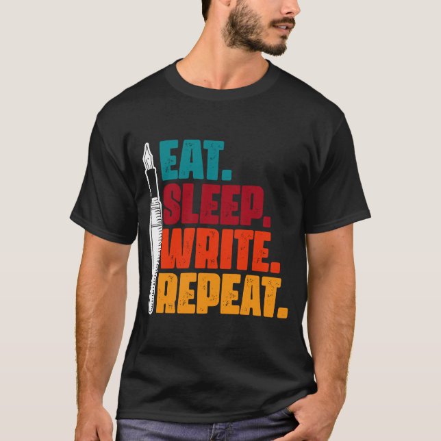 Camiseta Escritor de repetición de escritura de sueño de co (Anverso)