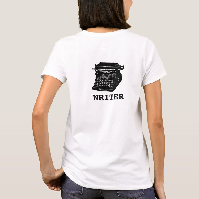 Camiseta Escritora máquina de escribir antigua (Reverso)