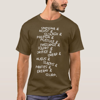 Camiseta Escritura a mano de la lista de palabras de sondeo