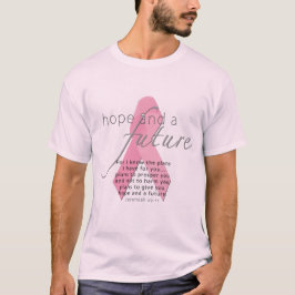 Camiseta Escritura Cinta rosa Conciencia sobre el cáncer de