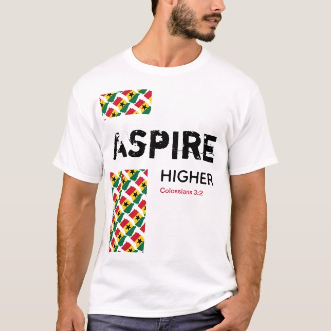 Camiseta Escritura cristiana | ASPIRE HIGHER | Bandera de G (Anverso)