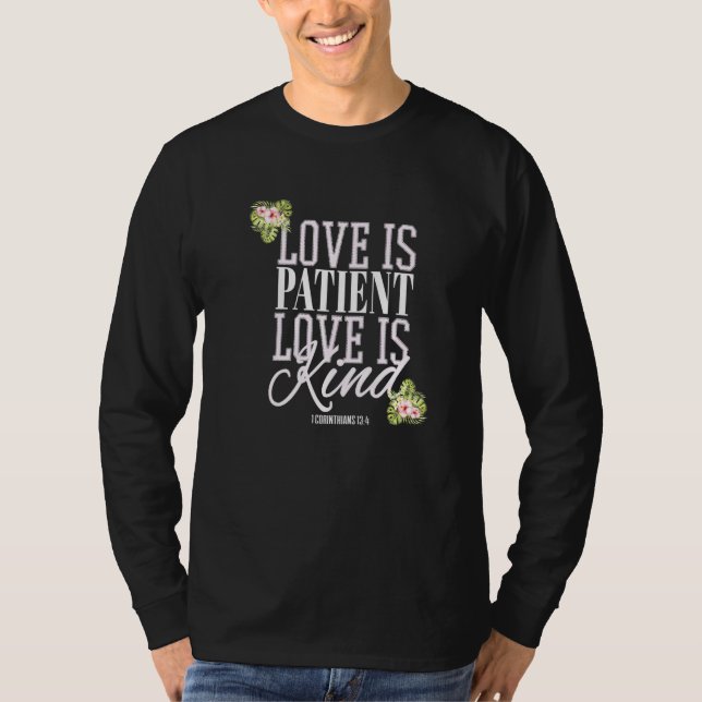 Camiseta Escritura Cristiana Biblia Verse El Amor Es Pacien (Anverso)