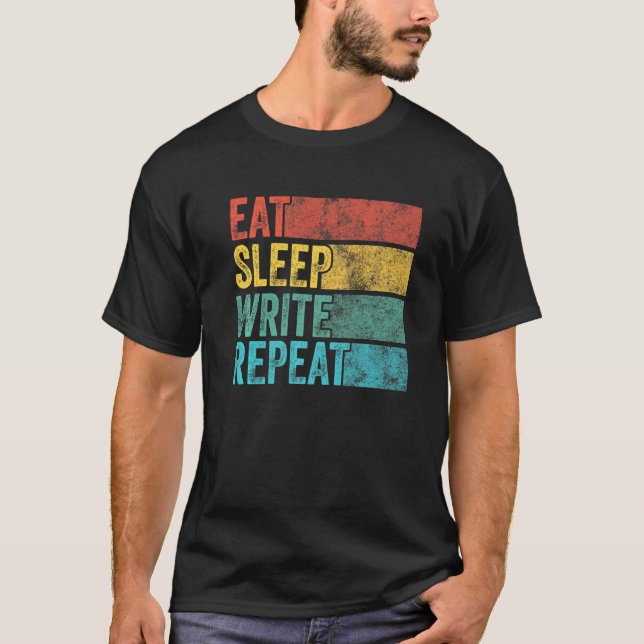 Camiseta Escritura de escritura de sueño de comer Escritura (Anverso)