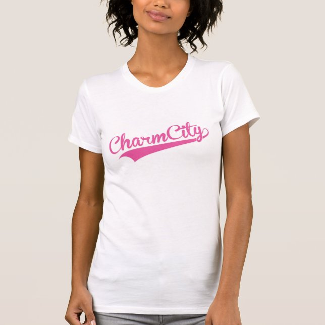 Camiseta Escritura del béisbol de la ciudad del encanto (Anverso)
