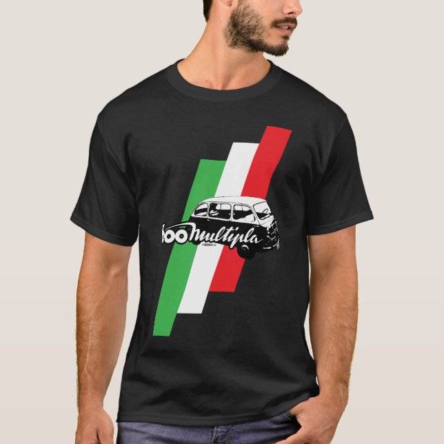 Camiseta Escritura, ilustracion y bandera de Fiat 600 (Anverso)