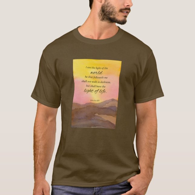 Camiseta Escritura religiosa Juan 8:12 Sunset del desierto (Anverso)
