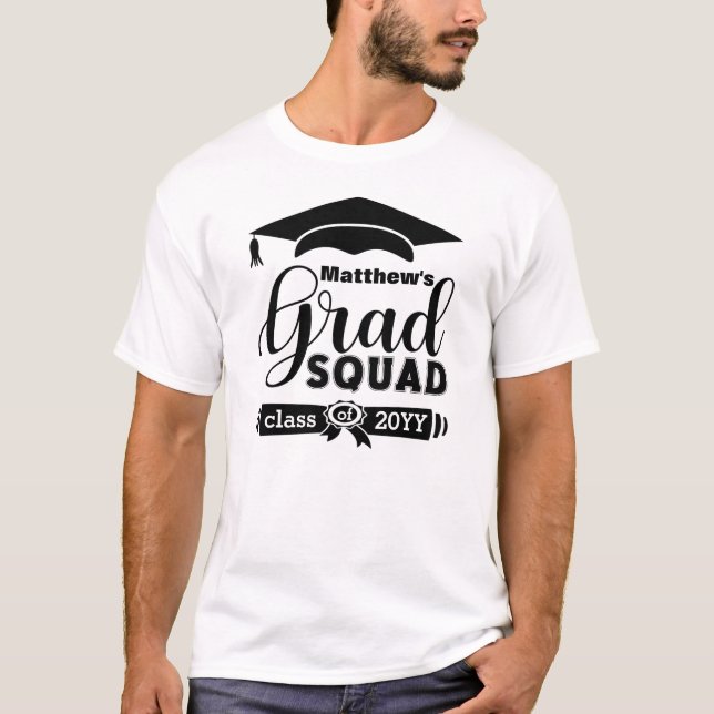 Camiseta Escuadrón blanco de grad personalizado de texto ne (Anverso)