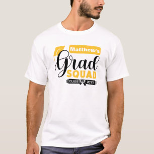 Camiseta Escuadrón blanco de graduación de texto negro y