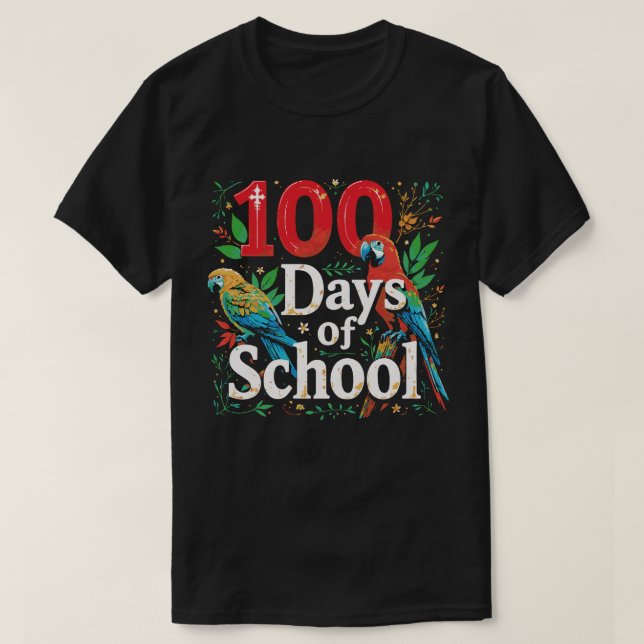 Camiseta escuadrón de 100 días de escuela pájaro loro zoo (Diseño del anverso)