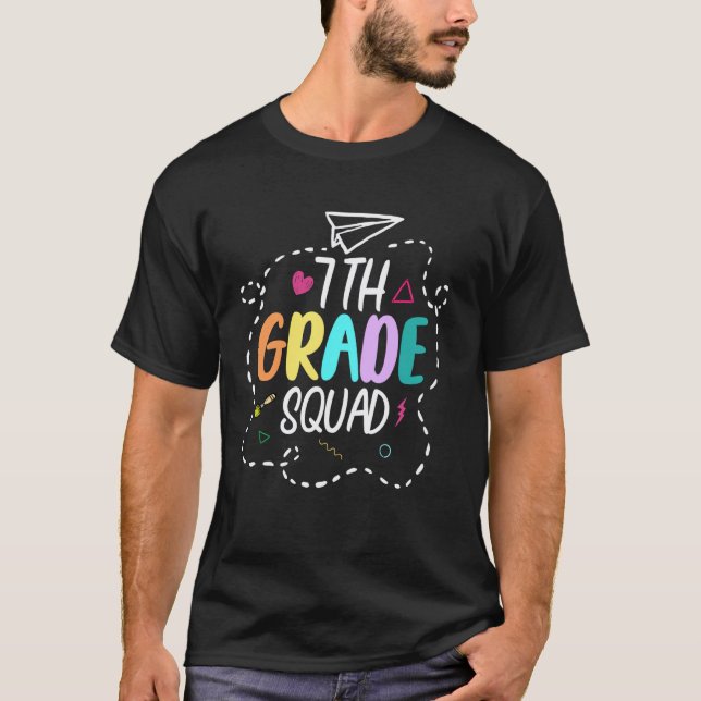 Camiseta Escuadrón de 7º Grado Profesor Estudiante De vuelt (Anverso)