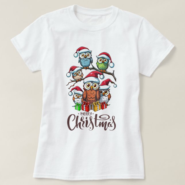 Camiseta Escuadrón de búho navideño (Diseño del anverso)