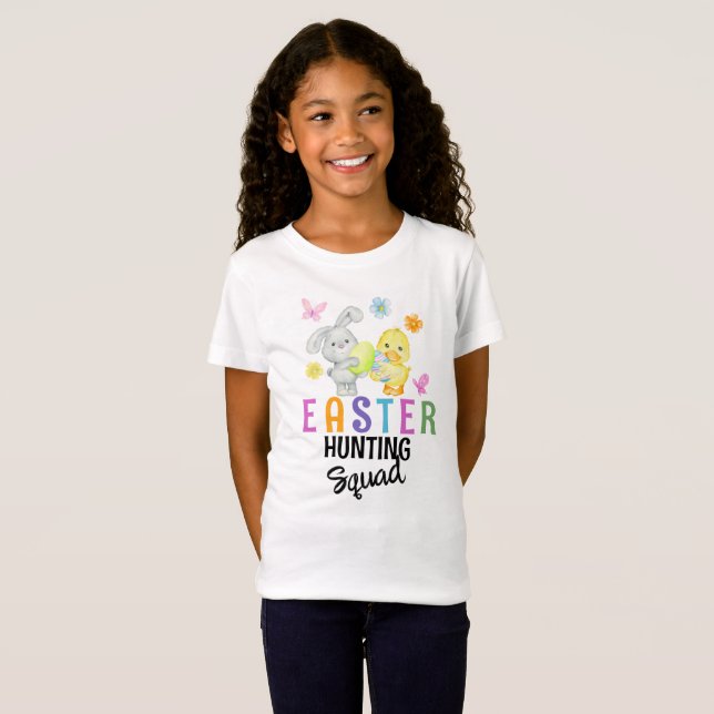 Camiseta Escuadrón de Caza de Pascua, conejito y polluelo (Anverso completo)