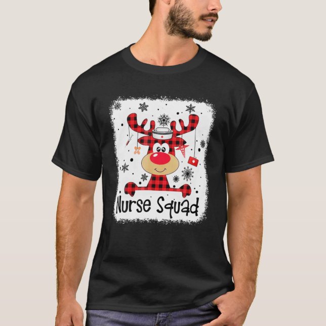 Camiseta Escuadrón de Enfermería Cute Red Plaid Reindee Lov (Anverso)