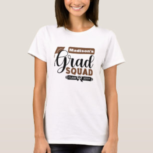 Camiseta Escuadrón de graduación blanca de texto negro y