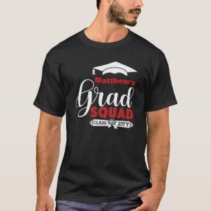 Camiseta Escuadrón de graduación en blanco y rojo para ho