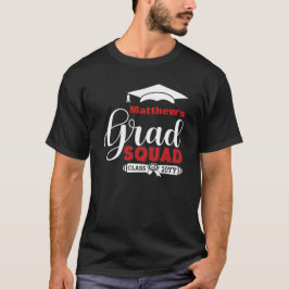 Camiseta Escuadrón de graduación en blanco y rojo para homb