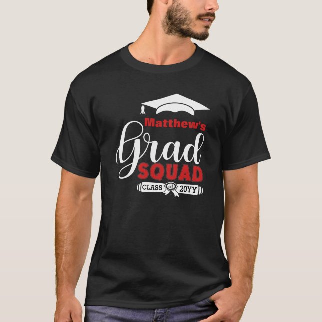 Camiseta Escuadrón de graduación en blanco y rojo para homb (Anverso)