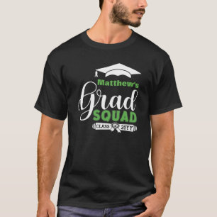 Camiseta Escuadrón de graduación en blanco y verde para h