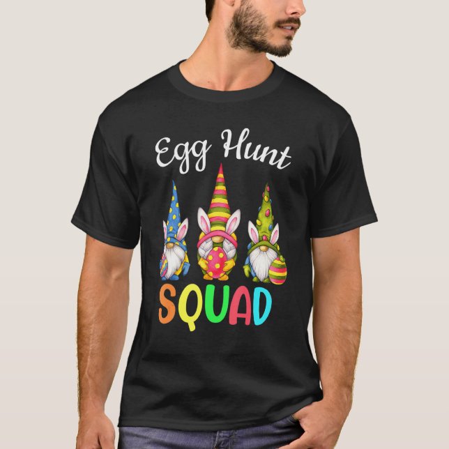 Camiseta Escuadrón de Huevos Caza Gnomes Feliz Día de Pascu (Anverso)