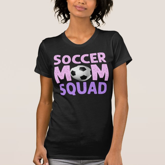 Camiseta Escuadrón de la mamá del fútbol en rosa y morado (Anverso)